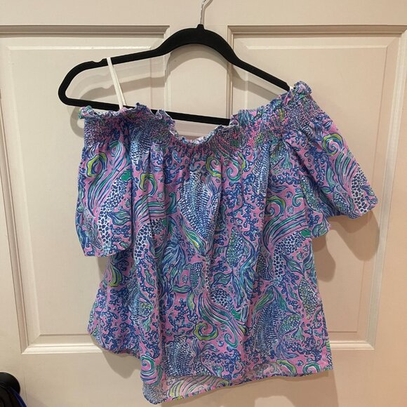 Lilly Pulitzer Leanne Off The Shoulder top size L NWT - Picture 2 of 5